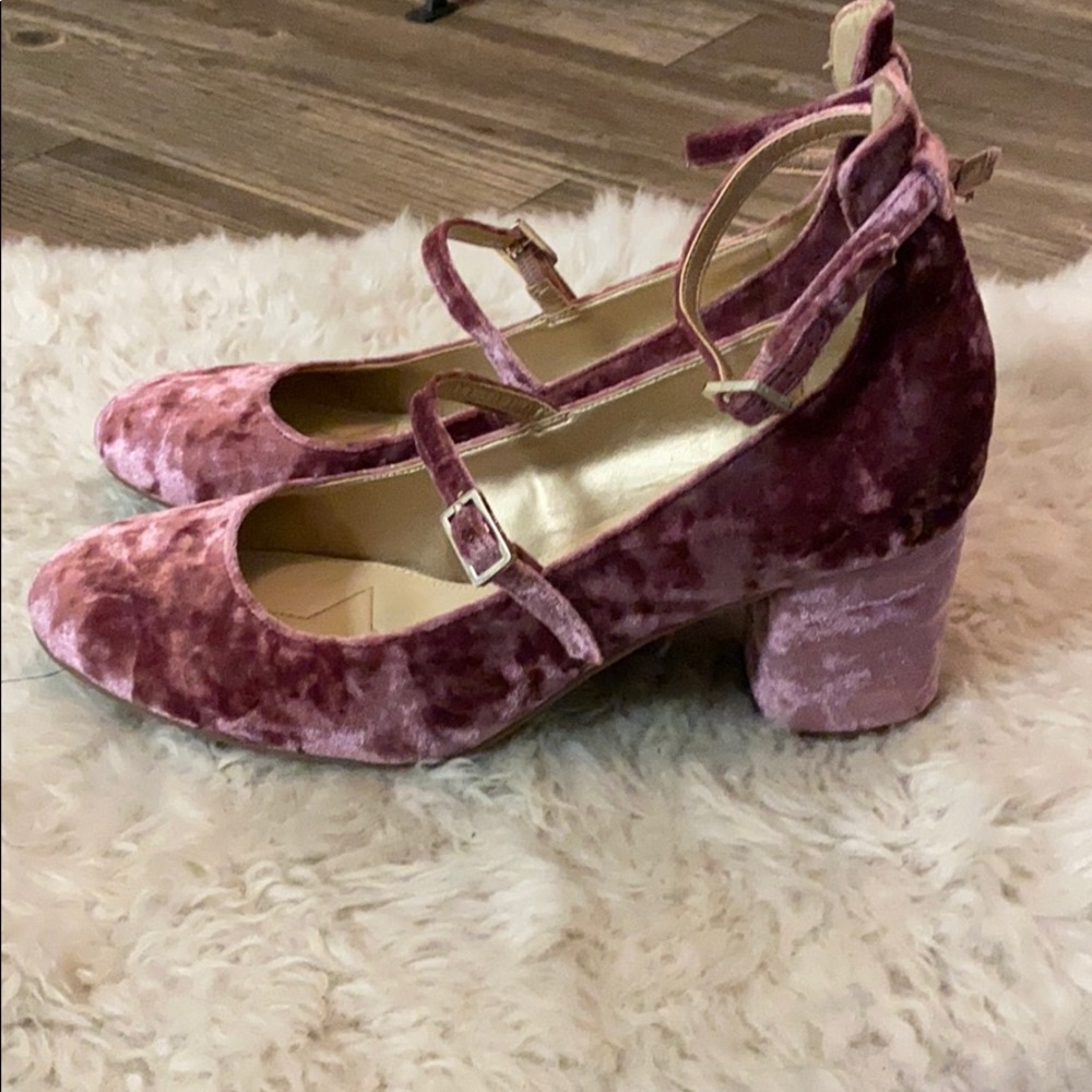 Sam Edelman Circus Velvet pink heels, double strap - Picture 3 of 5